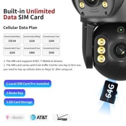 8MP/4K 4G SIM Card Solar Outdoor Camera HD 5X Zoom Panoramic Camera PIR Human Body Sensor With Solar Panel Battery Life Camera