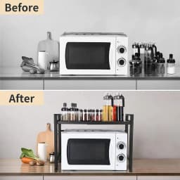 Support Extensible pour Four à Micro-Ondes, Support d'étagère à Hauteur réglable Suspendus Organisateur de Rangement de Cuisine