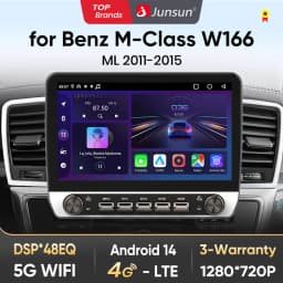 Junsun 10" Button Car Radio forBenz M-Class W166 ML2011-2015GPS Multimedia Stereo RDS Wireless CarPlay for Apple Android Auto 4G