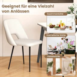 Set of 2 Dining Room chairs Padded Kitchen chairs with Backrest, armless upholstery chairs seat height 49cm modern chair for
