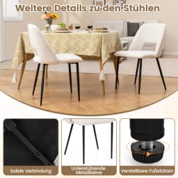 Set of 2 Dining Room chairs Padded Kitchen chairs with Backrest, armless upholstery chairs seat height 49cm modern chair for