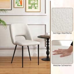 Set of 2 Dining Room chairs Padded Kitchen chairs with Backrest, armless upholstery chairs seat height 49cm modern chair for