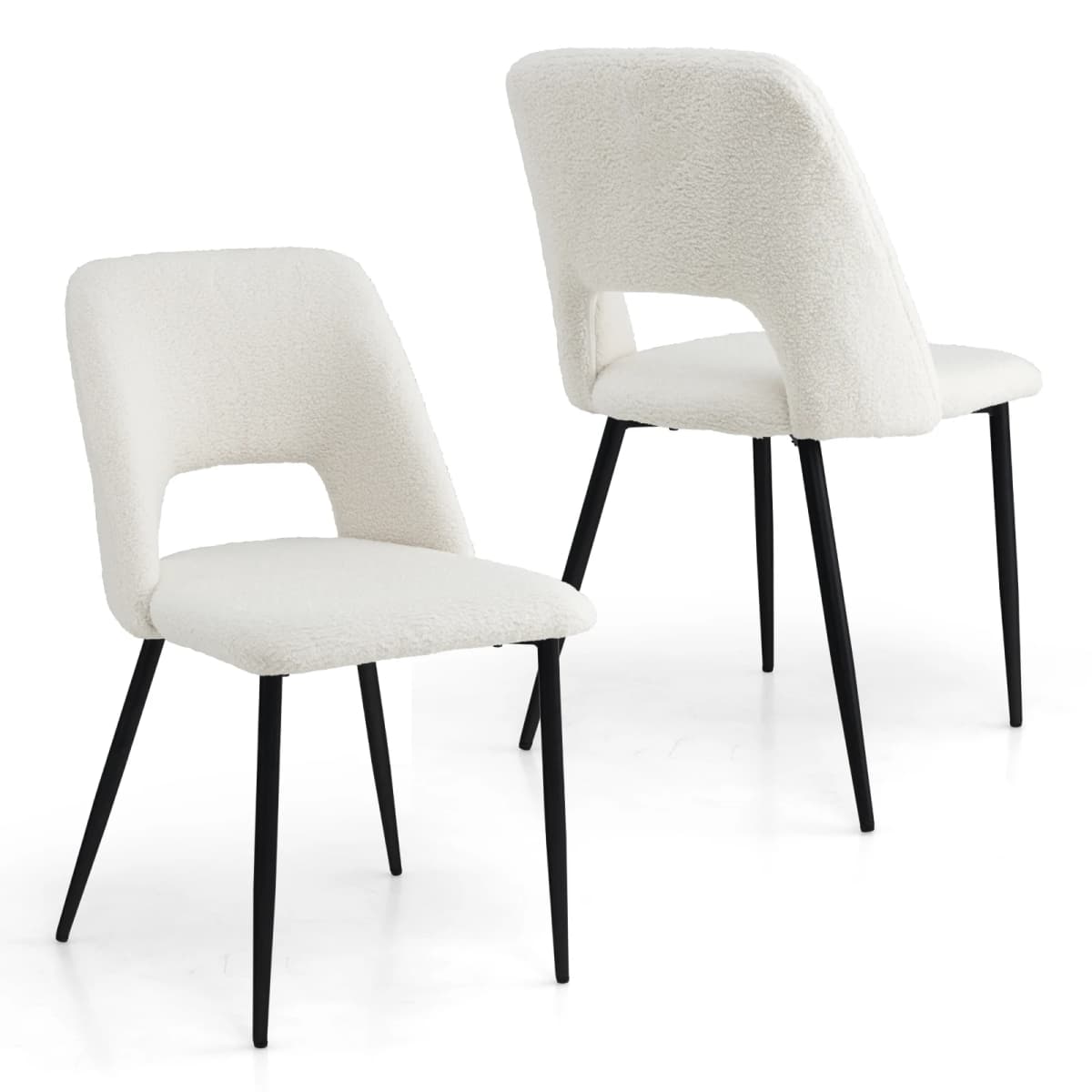 Set of 2 Dining Room chairs Padded Kitchen chairs with Backrest, armless upholstery chairs seat height 49cm modern chair for