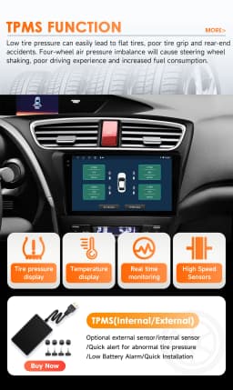 Hizpo Wireless CarPlay Android Auto Car Radio for Honda Civic 9 2012 - 2017 GPS Smart Systems Autoradio Octa Core 6115 GPS Navi