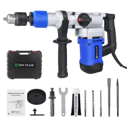 Corded 1500W SDS Plus Rotary Hammer Drill, 4-Function Heavy Duty with Multi-Position Handle – Includes Bits & Chisels