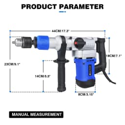 Corded 1500W SDS Plus Rotary Hammer Drill, 4-Function Heavy Duty with Multi-Position Handle – Includes Bits & Chisels