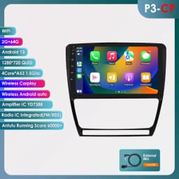 10.1" Hizpo 2Din Android13 Car Radio for Skoda Octavia 2 2008 - 2013 BT 4G CarPlay GPS Navigation RDS DSP SWC UI7862 Multimedia