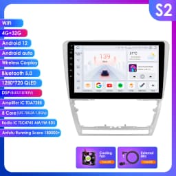 10.1" Hizpo 2Din Android13 Car Radio for Skoda Octavia 2 2008 - 2013 BT 4G CarPlay GPS Navigation RDS DSP SWC UI7862 Multimedia