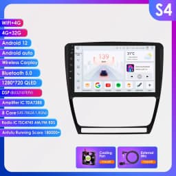 10.1" Hizpo 2Din Android13 Car Radio for Skoda Octavia 2 2008 - 2013 BT 4G CarPlay GPS Navigation RDS DSP SWC UI7862 Multimedia