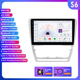 10.1" Hizpo 2Din Android13 Car Radio for Skoda Octavia 2 2008 - 2013 BT 4G CarPlay GPS Navigation RDS DSP SWC UI7862 Multimedia