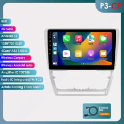 10.1" Hizpo 2Din Android13 Car Radio for Skoda Octavia 2 2008 - 2013 BT 4G CarPlay GPS Navigation RDS DSP SWC UI7862 Multimedia