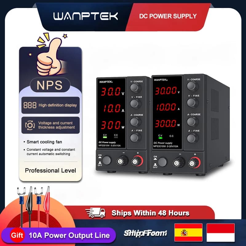 Wanptek Laboratory Power Supply 30V 10A 60V 5A 120V 3A Adjustable Digit Display Voltage Regulator Lab Bench DC Power Supply
