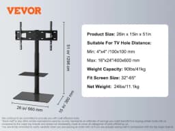 SucceBuy TV Stand Mount Swivel Tall TV Stand for 32-65/70 inch TV Height Adjustable Portable Floor TV Stand Max VESA 600 x 800mm