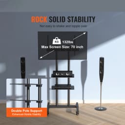 SucceBuy TV Stand Mount Swivel Tall TV Stand for 32-65/70 inch TV Height Adjustable Portable Floor TV Stand Max VESA 600 x 800mm