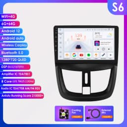 360Camera Android 13 Car Radio For PEUGEOT 207 207CC 2006-2015 Car Multimedia GPS 4G Carplay Intelligent Screen autoradio SWC