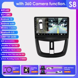 360Camera Android 13 Car Radio For PEUGEOT 207 207CC 2006-2015 Car Multimedia GPS 4G Carplay Intelligent Screen autoradio SWC