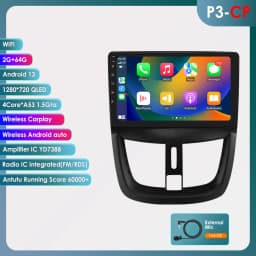 360Camera Android 13 Car Radio For PEUGEOT 207 207CC 2006-2015 Car Multimedia GPS 4G Carplay Intelligent Screen autoradio SWC