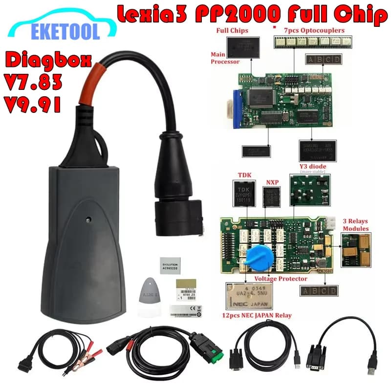 EU Stock Professional Diagnostic Full Chip Lexia3 PP2000 OBD2 Diagbox V9.91 Firmware 921815C For Citroen&Peugeot Lexia 3 V48/V25
