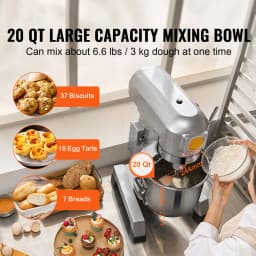 SucceBuy Commercial Food Mixer Commercial Stand Mixer with 3 Speeds Dough Mixer with Stainless Steel Bowl and 3 Attachments