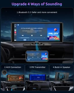 ESSGOO 10.2 Multimedia Video Player Wireless Carplay/Android Auto Car Stereo Radio IPS Touch Screen FM Transmitter USB