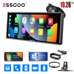 ESSGOO 10.2 Multimedia Video Player Wireless Carplay/Android Auto Car Stereo Radio IPS Touch Screen FM Transmitter USB