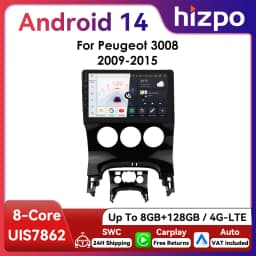 Hizpo 2Din 9inch Android Car Radio for Peugeot 3008 AT MT 2009 - 2015 Auto 4G BT RDS DSP GPS Navigation UI7862 Multimedia