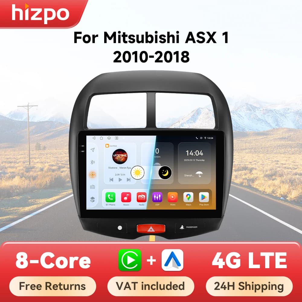 Hizpo 10.1' Car Radio Intelligent Systems For Mitsubishi ASX 1 2010 - 2018 Multimedia CarPlay Android Auto GPS No 2 Din 2din DVD