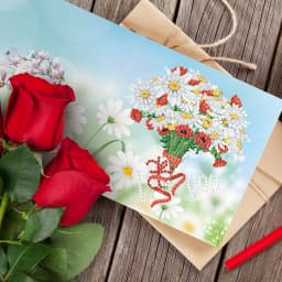 8pcs 5d Diamond Cartoon High-definition Flower Pattern Holiday Greeting Card Great Gifts Party Supplies