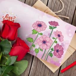 8pcs 5d Diamond Cartoon High-definition Flower Pattern Holiday Greeting Card Great Gifts Party Supplies