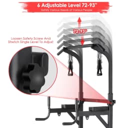 Power Tower with Bench, Pull Up Bar Stand, Dip Bar w/Folding Bench 4 Ropes Strength Training, Multi-Function Fitness Equipment