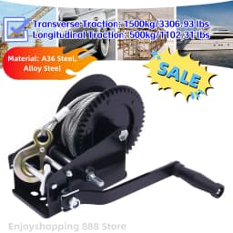 3306.93lbs Manual Winch Hand Crank Winch Boat Winch With 32.81ft Cable 4:1/8:1