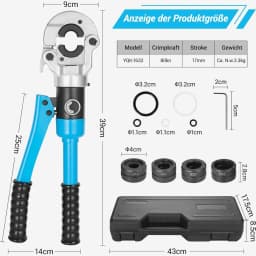 Hydraulic Pipe Crimping Tool with U16 20 25 32mm² Shapes with 360° Rotating Head 8T for Copper/Aluminum Plastic/Pex/PB Pipe