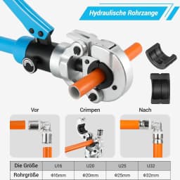 Hydraulic Pipe Crimping Tool with U16 20 25 32mm² Shapes with 360° Rotating Head 8T for Copper/Aluminum Plastic/Pex/PB Pipe