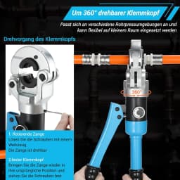 Hydraulic Pipe Crimping Tool with U16 20 25 32mm² Shapes with 360° Rotating Head 8T for Copper/Aluminum Plastic/Pex/PB Pipe