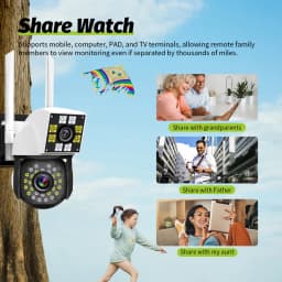 8MP 4K PTZ WiFi Security Camera Outdoor Dual Lens Binocular Camera AI Motion Detection Security Camera CCTV Video Camera