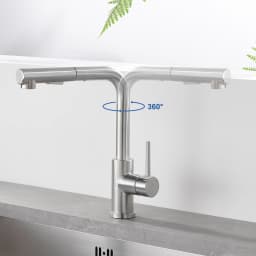 Pull Out Kitchen Faucet,360°Swivel Kitchen Faucet with Extendable Shower,High Pressure Sink Faucet with 2 Spray Modes