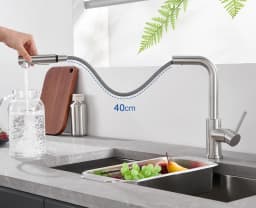Pull Out Kitchen Faucet,360°Swivel Kitchen Faucet with Extendable Shower,High Pressure Sink Faucet with 2 Spray Modes