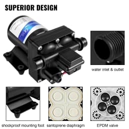 SucceBuy Fresh Water Pump 3 GPM with Pressure Switch 45PSI Detachable Strainer 12V Diaphragm Pump for RV Camper Marine Boat Lawn