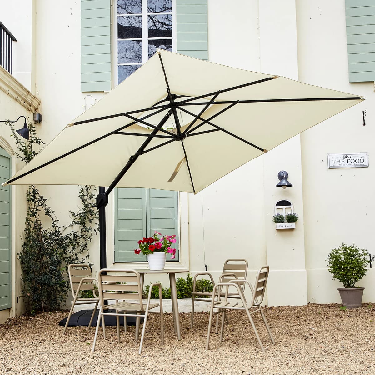 Aluminium Parasol 300 x 300 cm Large Garden Umbrella with Cover Crank Wind Protection Rotatable Tiltable Market Umbrella