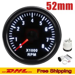 2" 52mm 12V 0-8000RPM Rev Counter Tachometer RPM Gauge KIt For Petrol Motor Engine Car rpm Meter Gauge