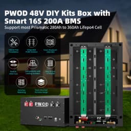 EU Stock PWOD 48V Lifepo4 Battery kits Box Support 280AH to 360AH with Smart 16S 200A BMS Lifepo4 Cell For Home Energy Storage