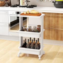 Storage trolley with castors for kitchen, bathroom, office, 45x30x81 cm