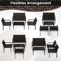 Polyrattan garden furniture set, 4-TLG. Terrace furniture, seating area, seating set for 4 people, garden set incl. 2 Chairs, bench