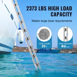 SucceBuy 20'x5/16" Boat Anchor Chain 3/8" Bow Shackles 7120LBS Chain Breaking Load Marine Grade Stainless Steel for Most Anchors