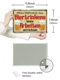 Putuo Decor 1pc German Metal Sign, Bitte Während Des Biertrinkens Keine Arbeiten Verrichten, Wall Art Decor for Home Bar Pub