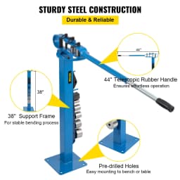 SucceBuy YP-38 Floor Mounted Compact Bender w/ 7 Dies Mutifunctional Telescopic Rubber Handle Copper Steel Tube Bending Tool
