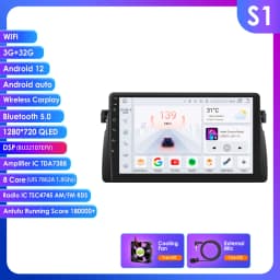 Hizpo 9inch CarPlay Android Auto Radio for BMW 3 Series E46 M3 318 320 325 330 335 1998 - 2005 BT 4G RDS DSP GPS Navi 360°CAM