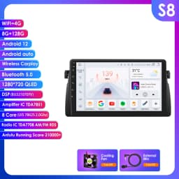 Hizpo 9inch CarPlay Android Auto Radio for BMW 3 Series E46 M3 318 320 325 330 335 1998 - 2005 BT 4G RDS DSP GPS Navi 360°CAM