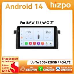 Hizpo 9inch CarPlay Android Auto Radio for BMW 3 Series E46 M3 318 320 325 330 335 1998 - 2005 BT 4G RDS DSP GPS Navi 360°CAM