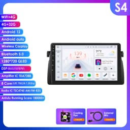 Hizpo 9inch CarPlay Android Auto Radio for BMW 3 Series E46 M3 318 320 325 330 335 1998 - 2005 BT 4G RDS DSP GPS Navi 360°CAM
